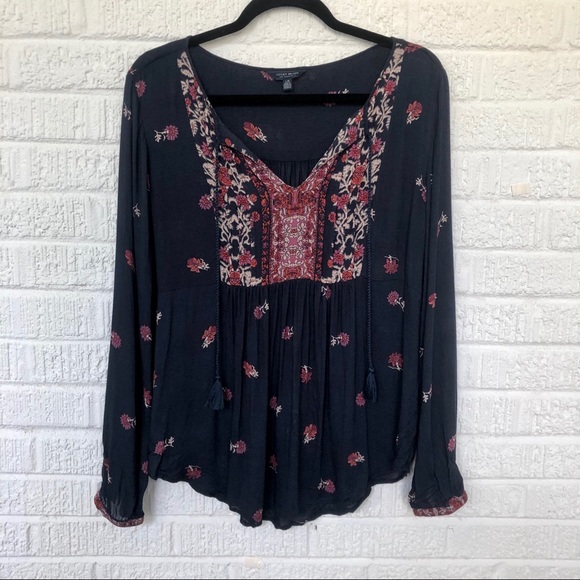 Lucky Brand Tops - Boho Navy Lucky Brand Floral Blouse